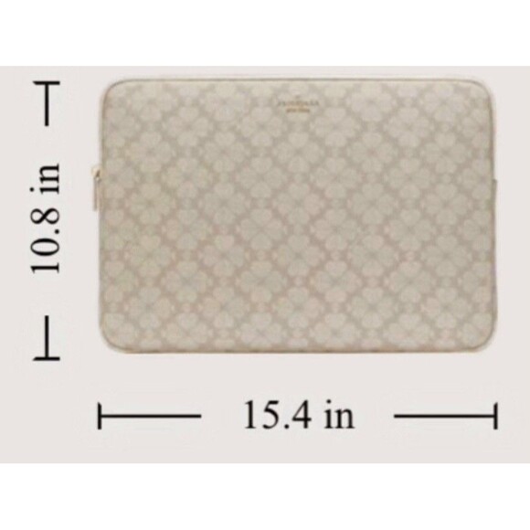 NEW Kate Spade Signature Flower Universal Laptop Sleeve Light Tan 15 Inch Zipper - Picture 5 of 7